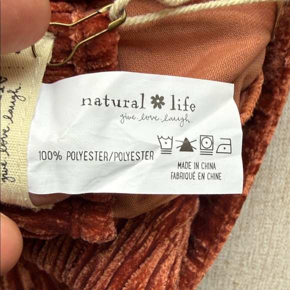 NATURAL LIFE Rust Velvet Wide-Leg Pants - Picture 7 of 7